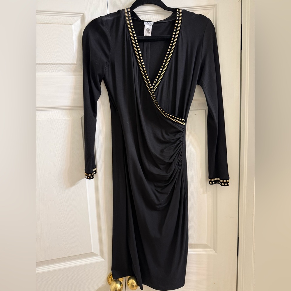 Elegant Black Dress with Gold Accents